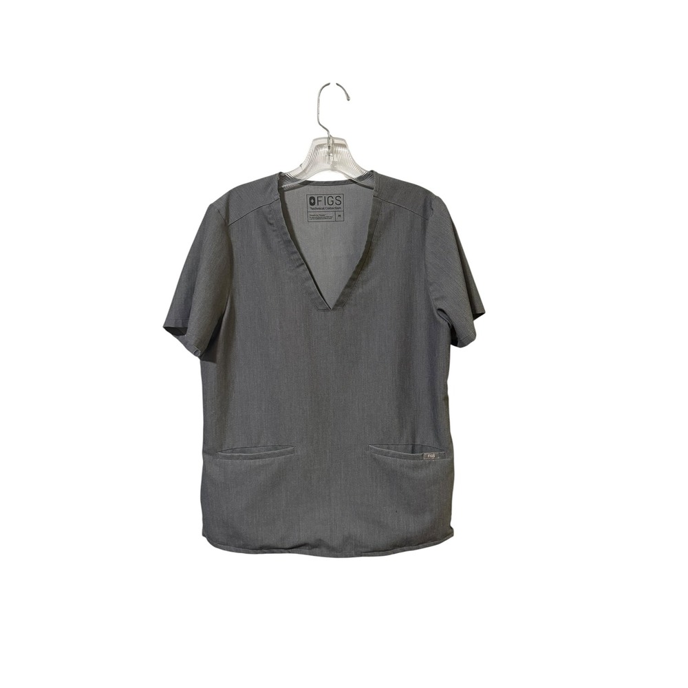 FIGS Size Medium Casma Scrub‎ Top Gray V-Neck Technical Collection FW1100